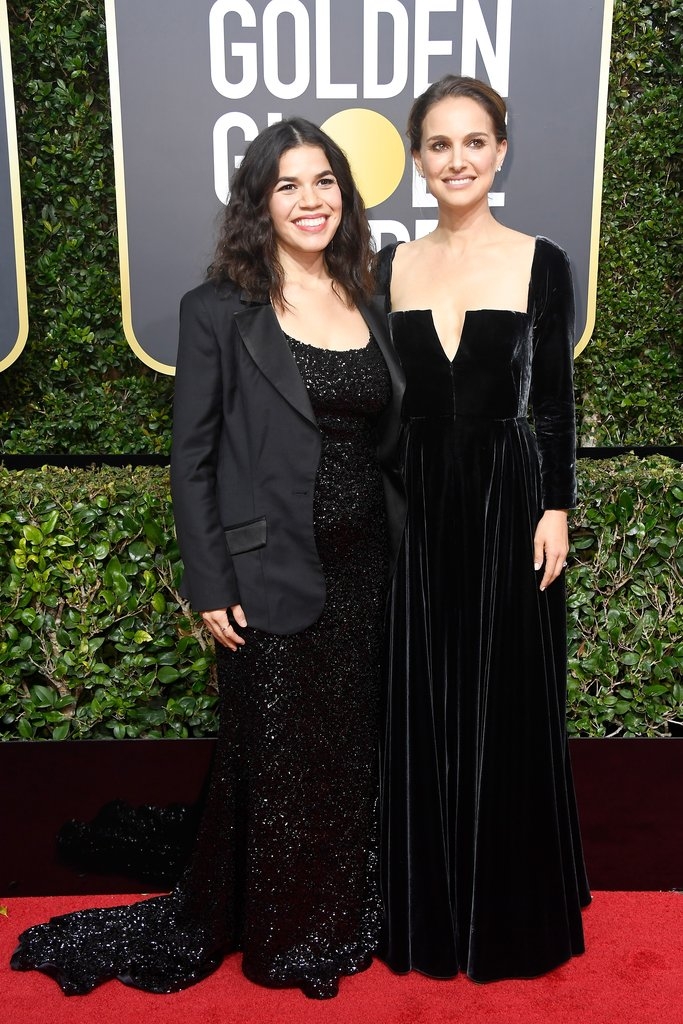 America Ferrera ( Christian Siriano) with Natalie Portman (Dior)